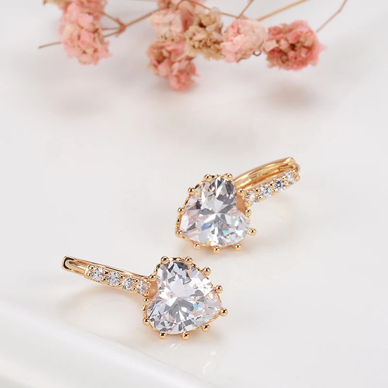 New Heart Natural Zircon Dangle Earrings