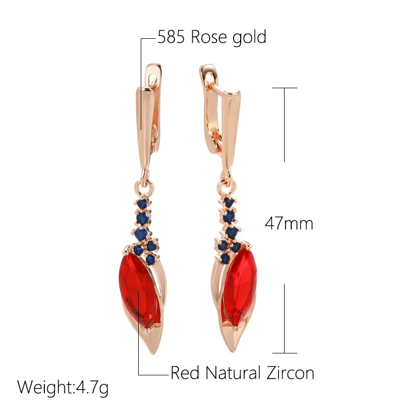 Hot 585 Rose Gold Color Long Drop Earrings