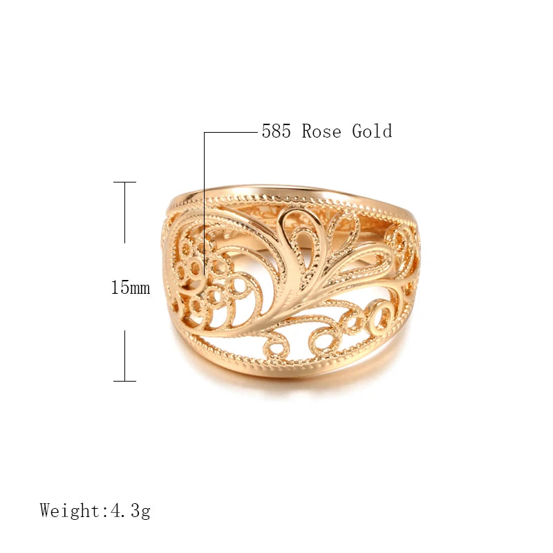 Trendy Unique Gold Hollow Pattern Romantic Rings