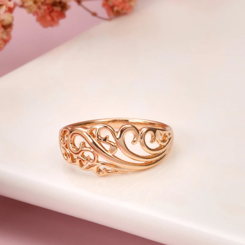 New Boho Hollow Flower Gold Ethnic Party Rings