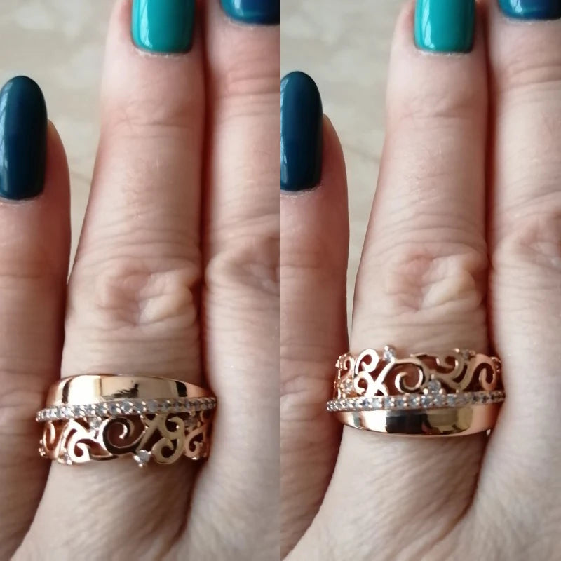 Luxury Rose Gold Ethnic Bride Wedding Rings