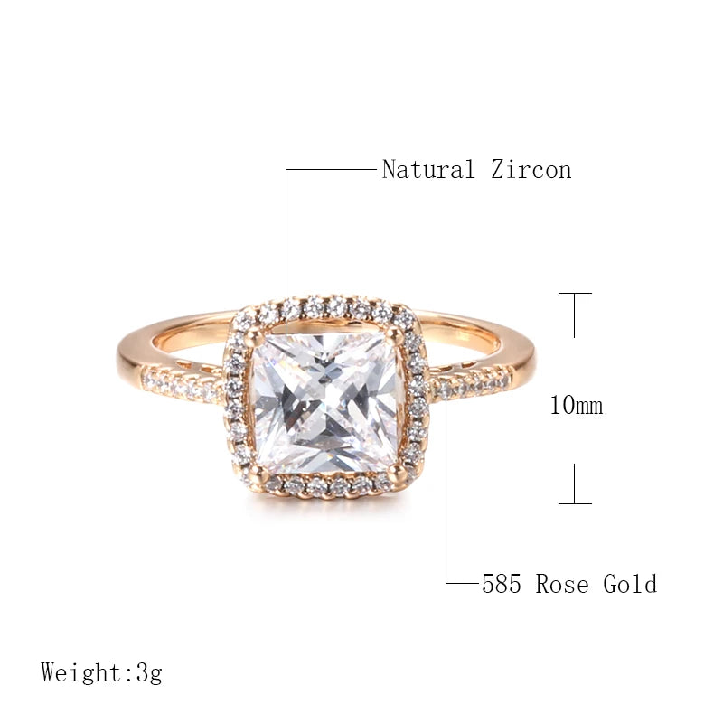 New Square Crystal Gift Natural Zircon Ring