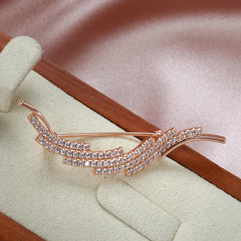 Fashion Textured 583 Gold Formal Brooch 020