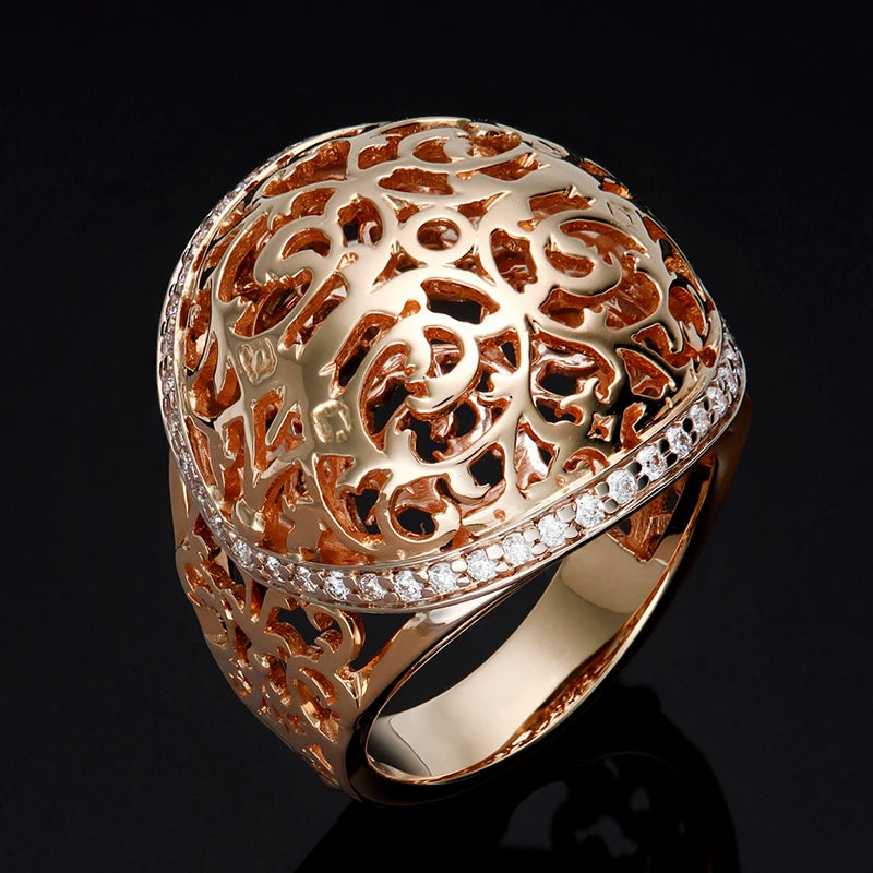 Trend Big Vintage Natural Glossy Metal Ethnic Bride Ring 020