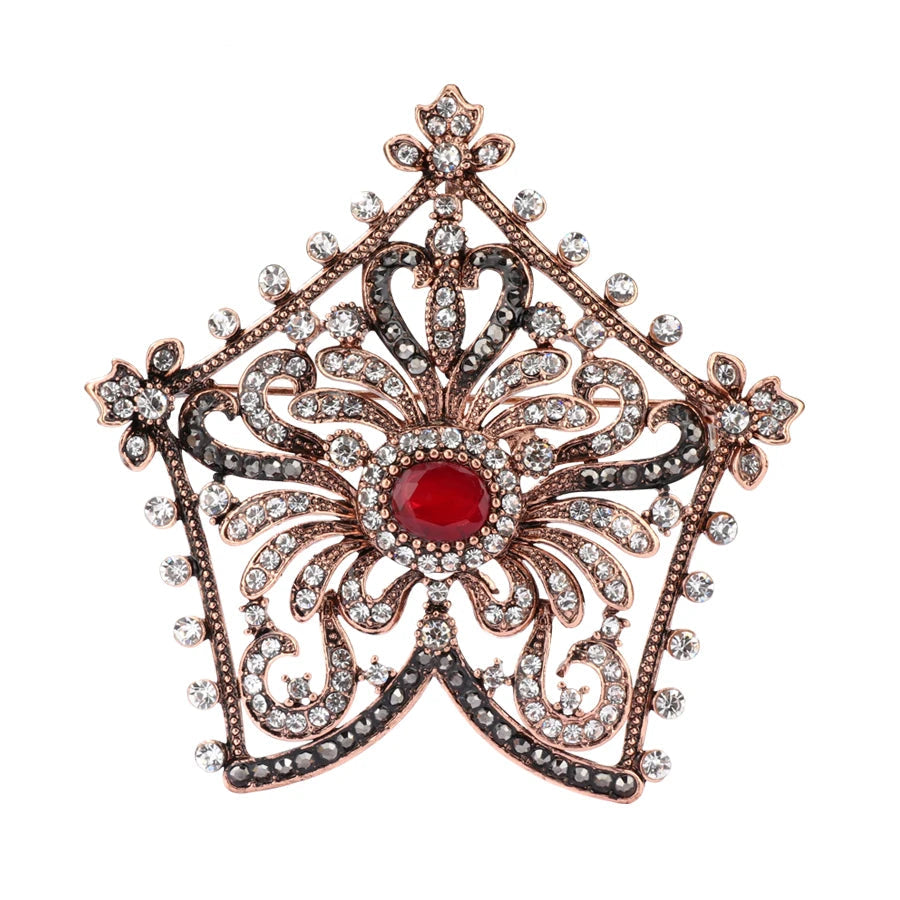 Fashion Textured 583 Gold Formal Brooch 003