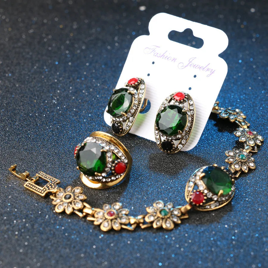 Colored Boho Textured Mixed Metals Travel Jewel Set 0003