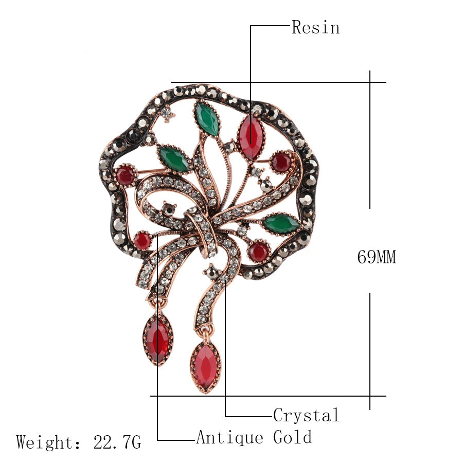 Fashion Textured 583 Gold Formal Brooch 001