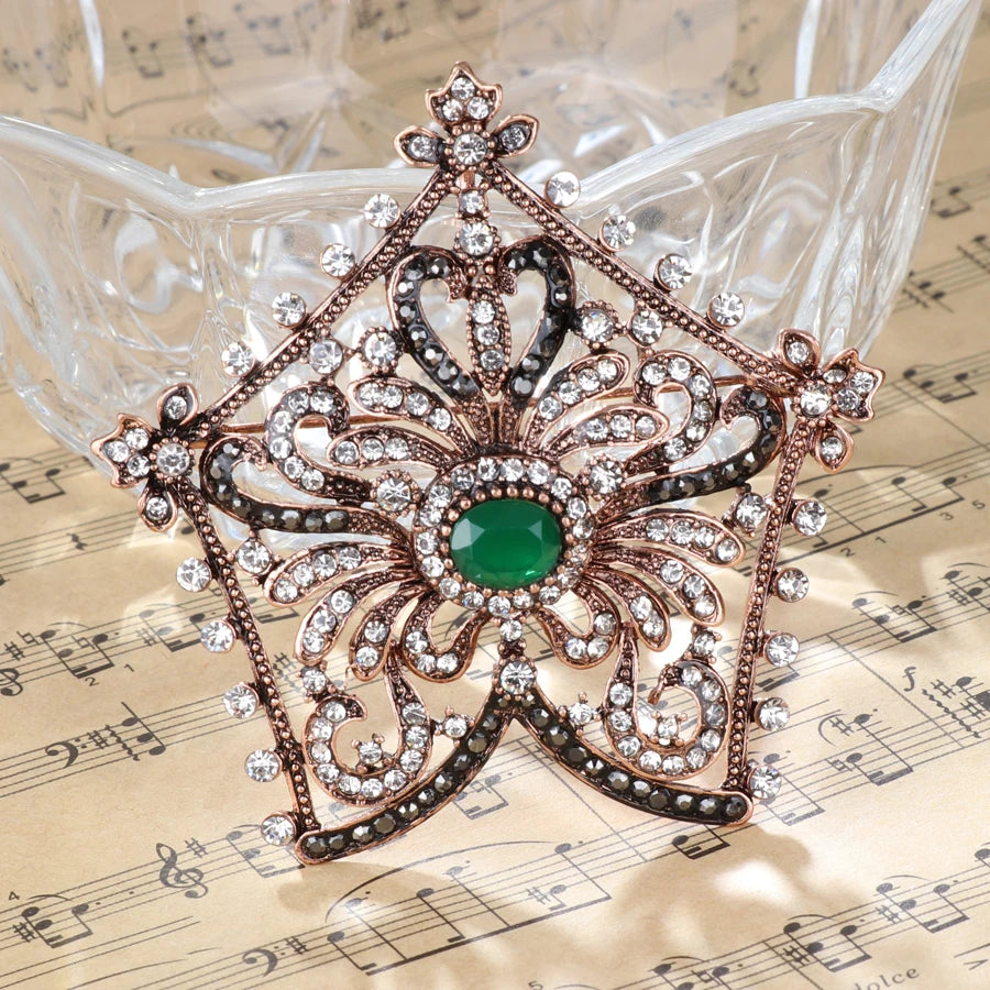 Fashion Textured 583 Gold Formal Brooch 003