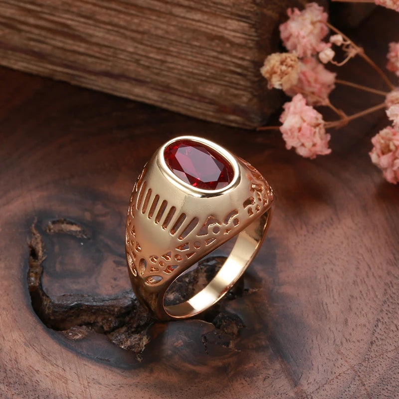 Trend Big Vintage Natural Glossy Metal Ethnic Bride Ring 002