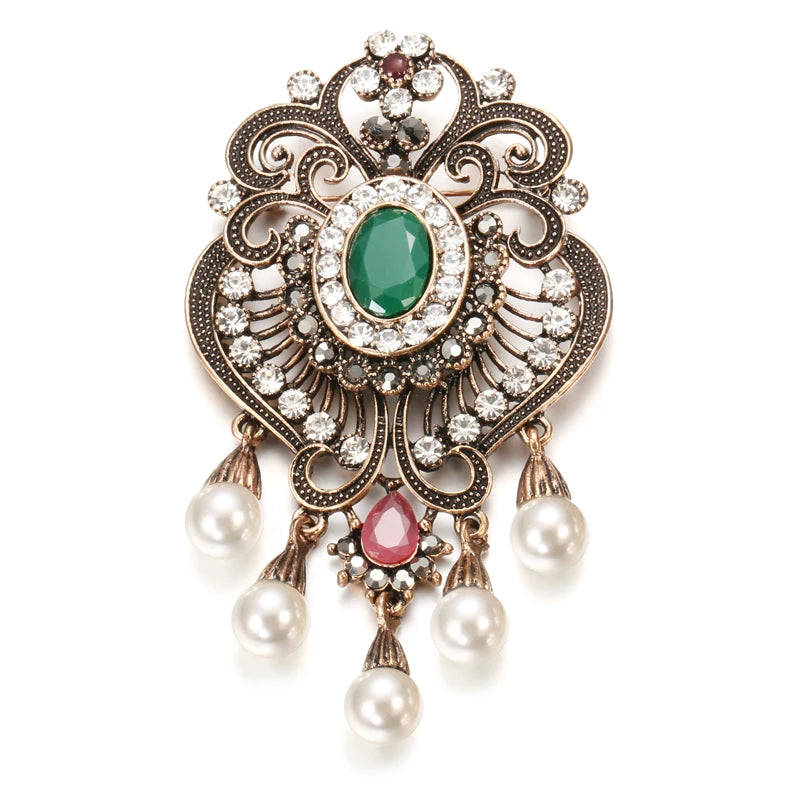 Fashion Textured 583 Gold Formal Brooch 008