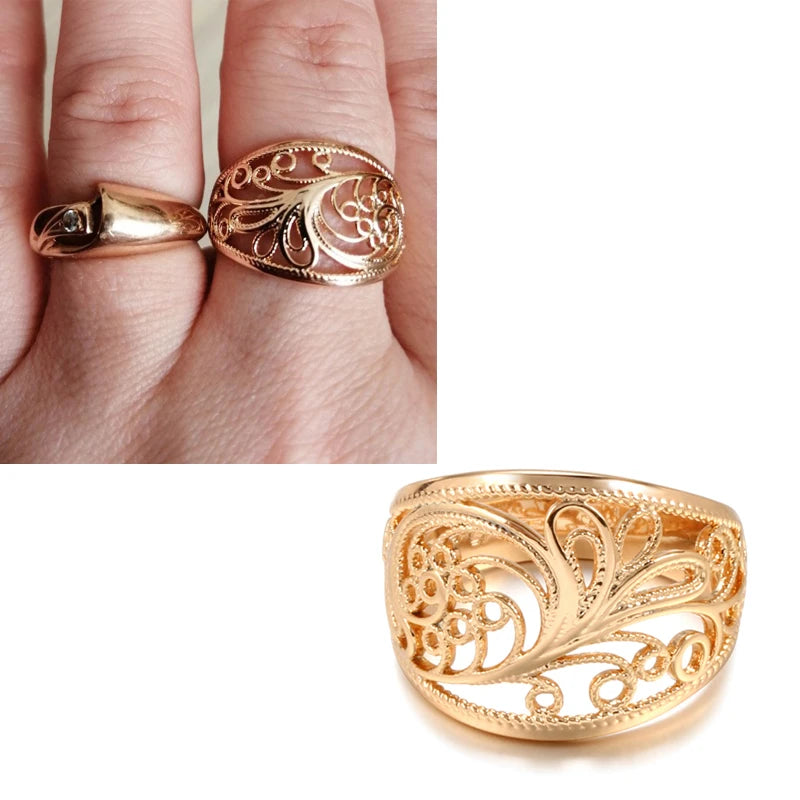 Trendy Unique Gold Hollow Pattern Romantic Rings