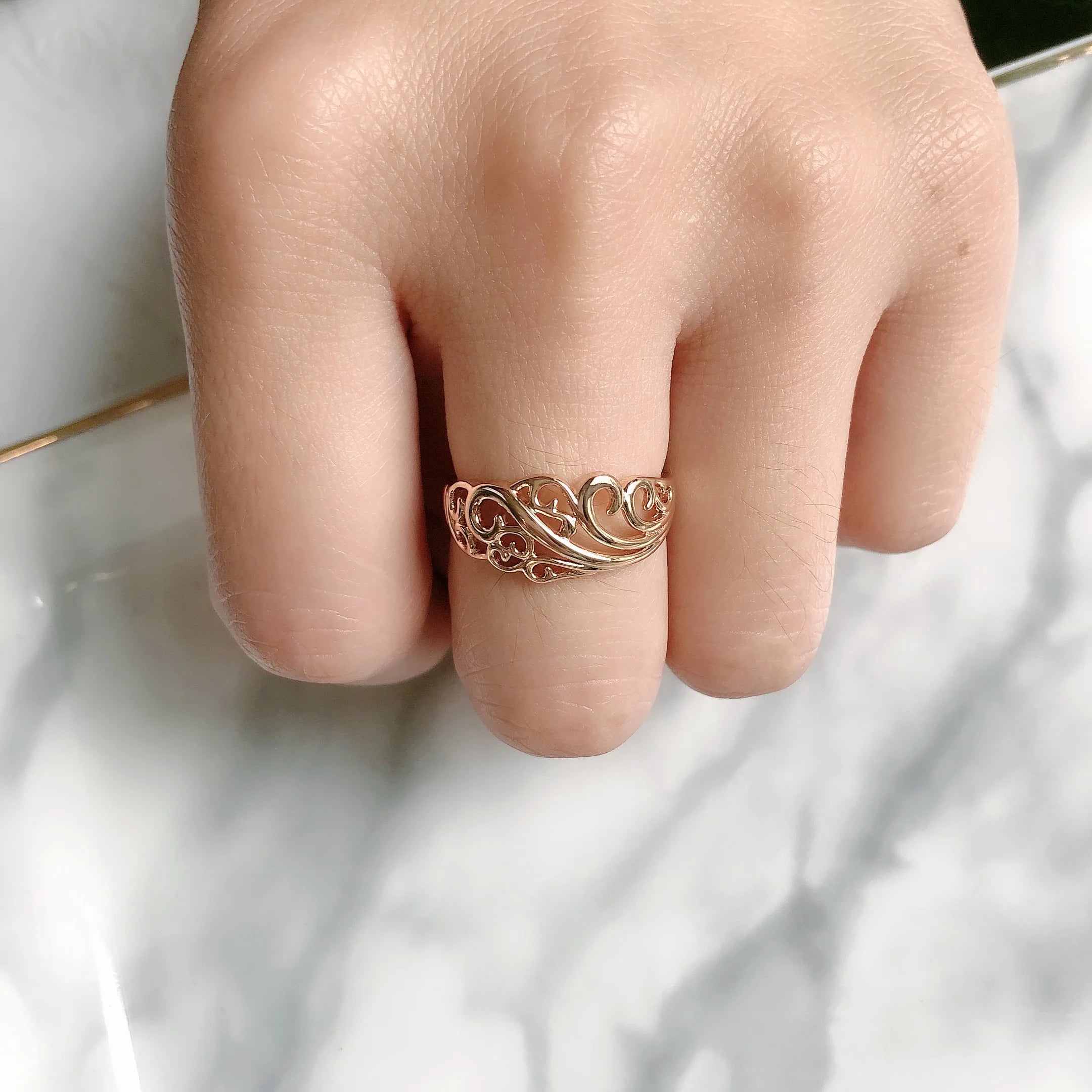 New Boho Hollow Flower Gold Ethnic Party Rings