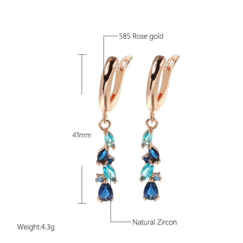 New Blue Water Drop Long Earrings
