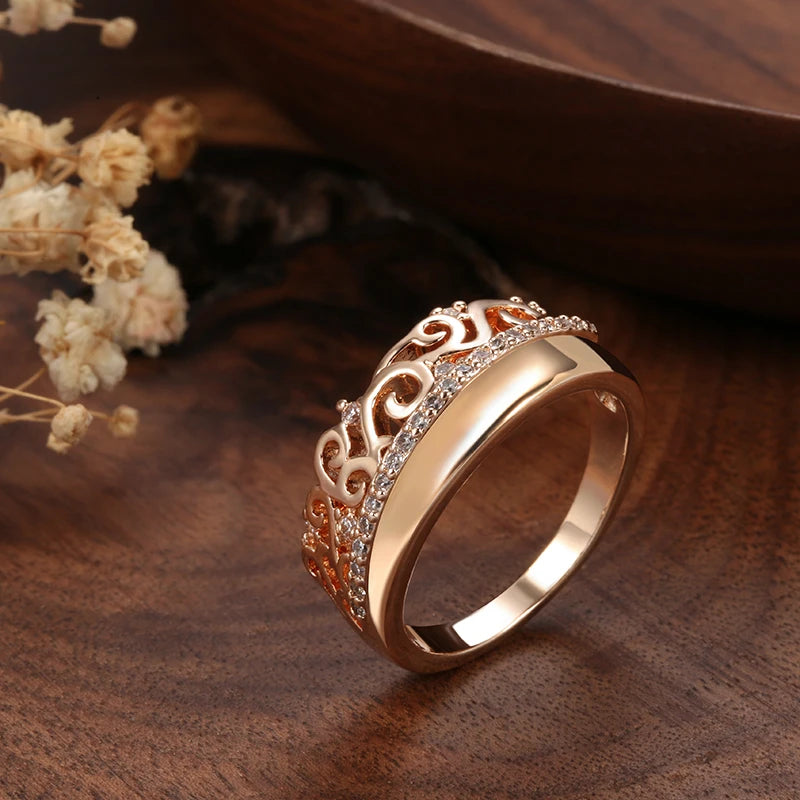Luxury Rose Gold Ethnic Bride Wedding Rings