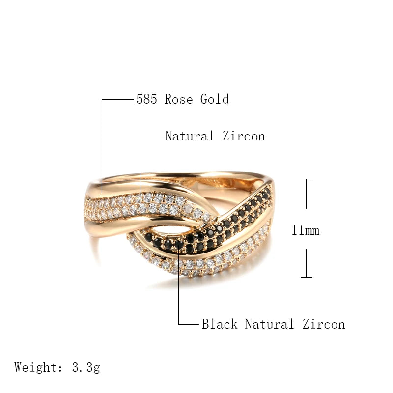 Luxury 585 Rose Gold Natural Black Rings