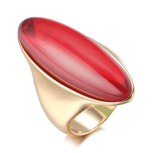 Luxury Green Natural Stone Big Glossy Bride Ring