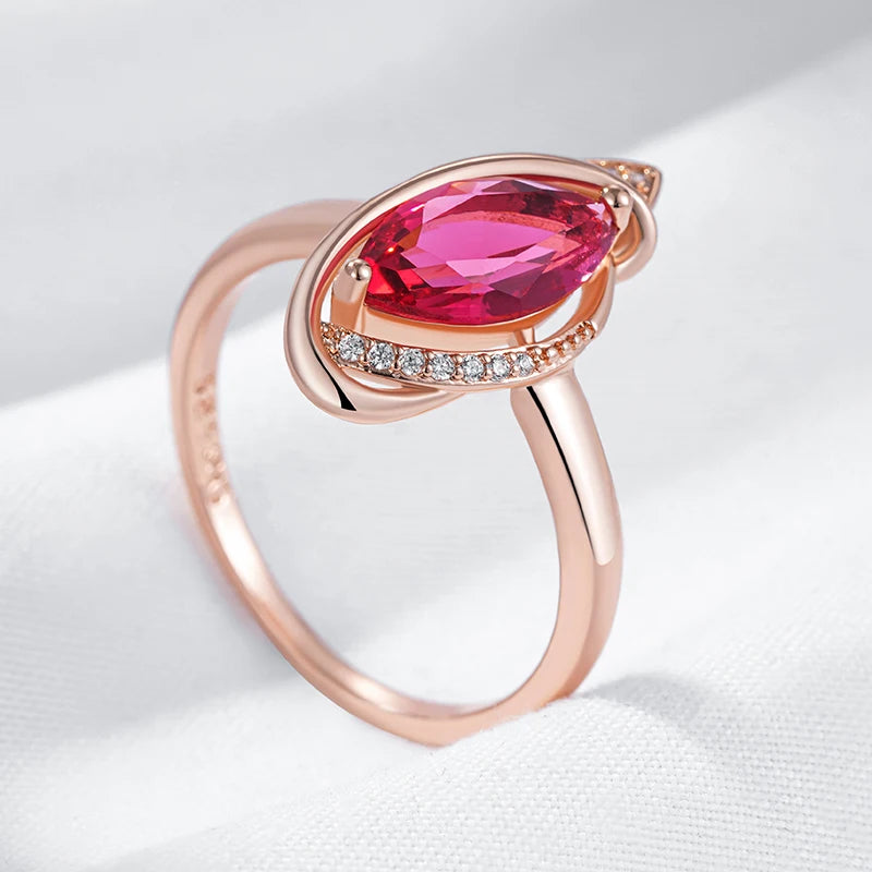 Red Rhombus Natural Wedding Rings