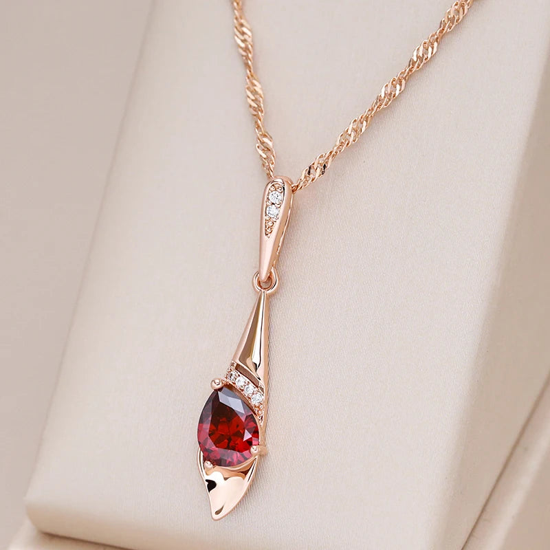 New Luxury Natural 585 rose Gold Pendant Necklace 022