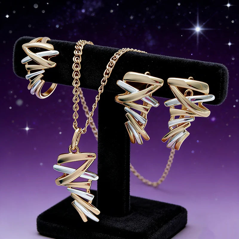 Shiny 585 Rose Gold Color Women Fashion High Quality Jewelry Set 002 - Legacy Magics