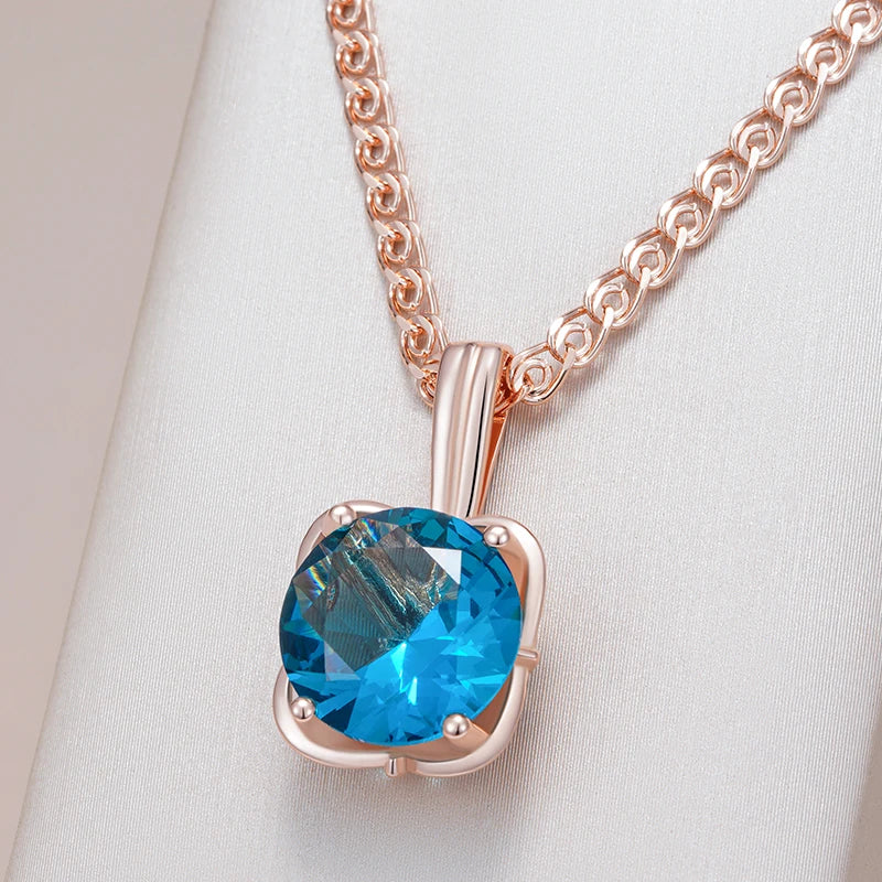 Hot Shiny Blue Natural Zircon Pendant Necklace