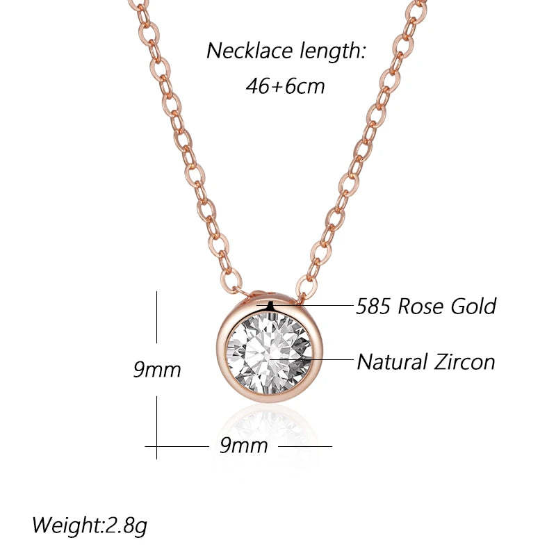 New Luxury Natural 585 rose Gold Pendant Necklace 023