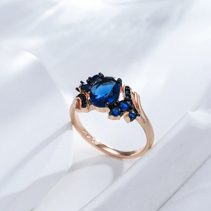 Luxury Blue Gold Black Plating Vintage Rings