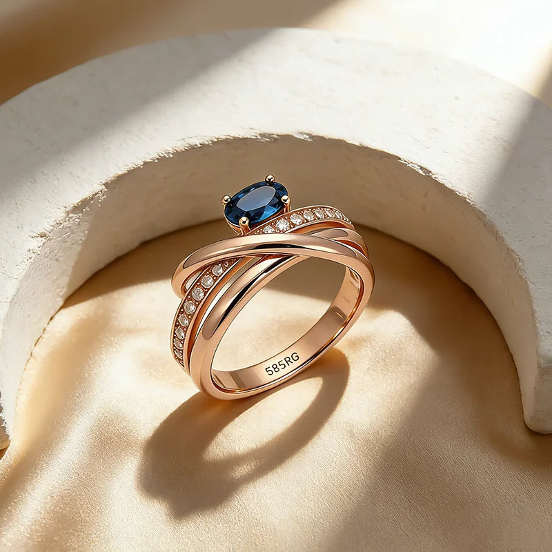 Unusual 585 Rose Gold Color Cross Rings 001 - Legacy Magics