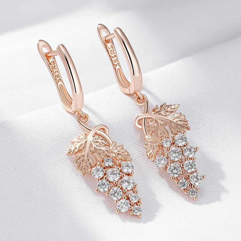 Hot Full Shiny Vegetal Long Drop Earrings