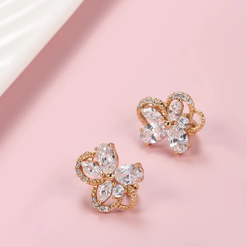 Luxury Flower Rose Gold Earrings
