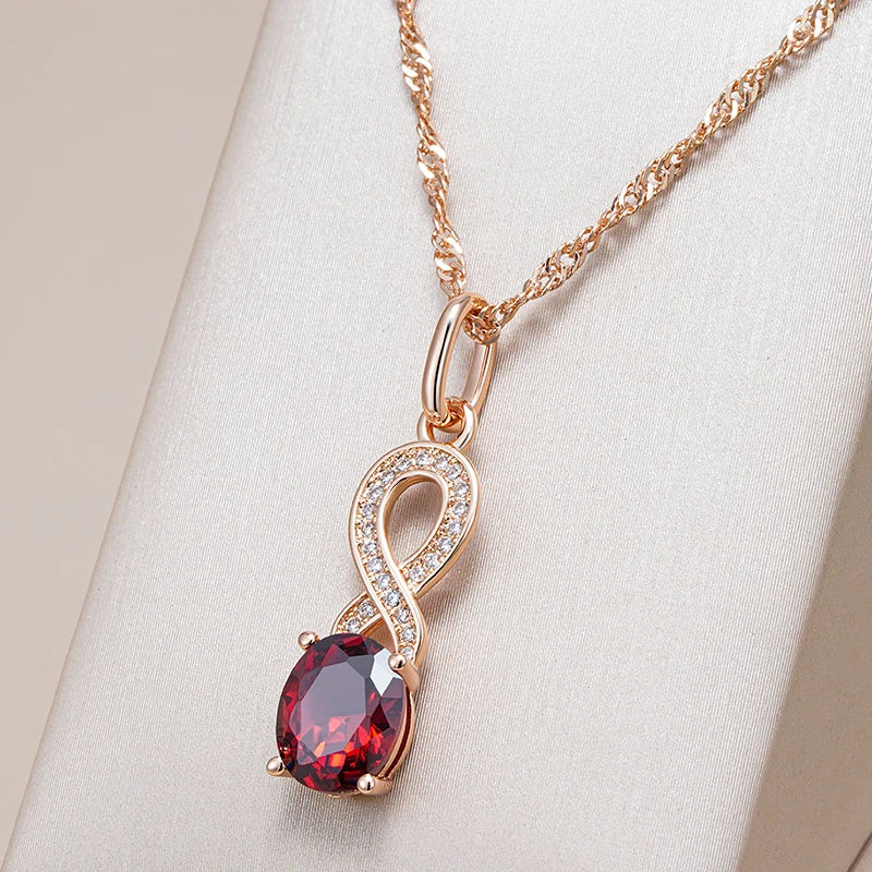 Trend Red Natural Zircon Pendant Necklaces