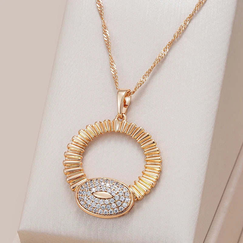 New Luxury Natural 585 rose Gold Pendant Necklace 015
