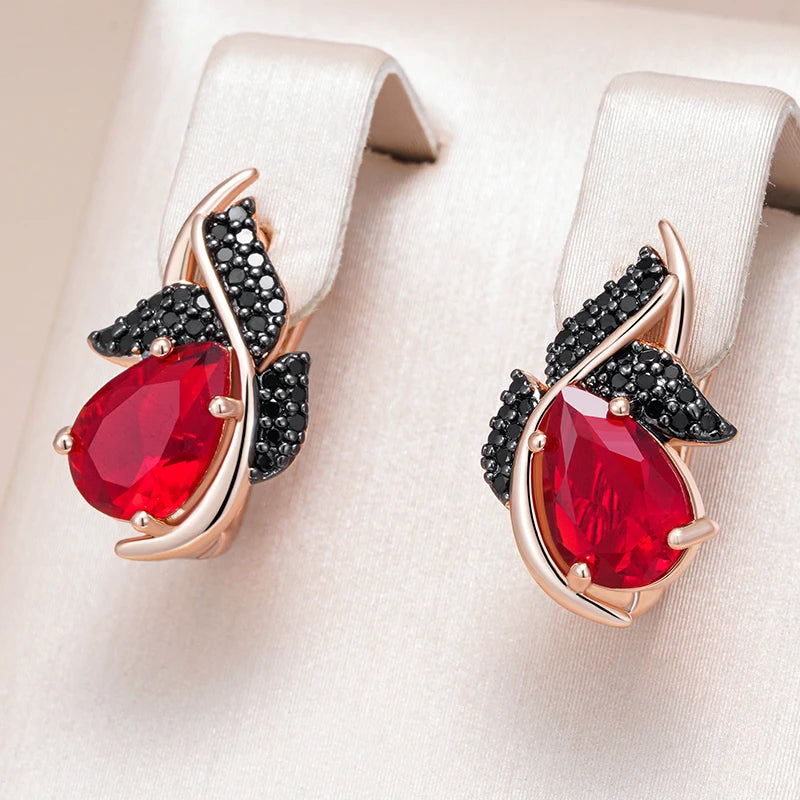 Shiny Red High Quality Natural Drop Earrings