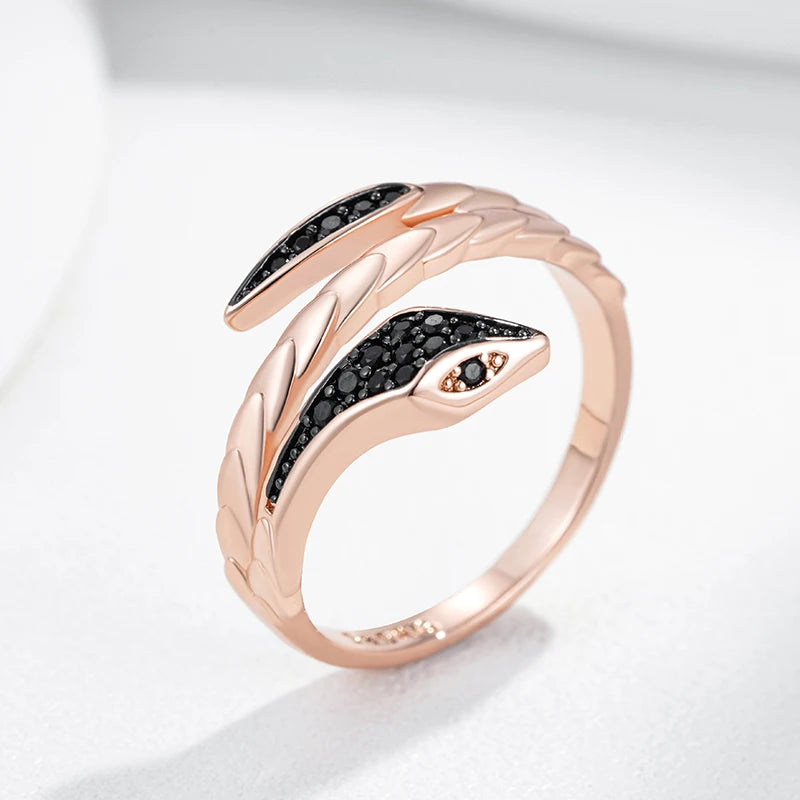 Punk Black Snake Ring