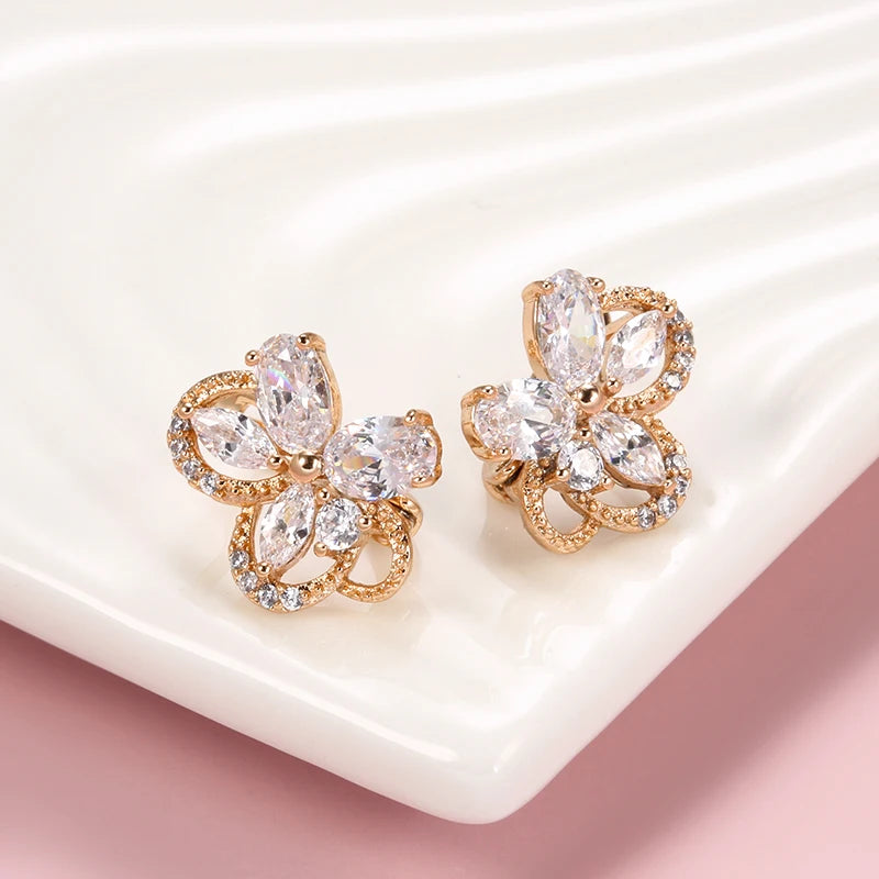 Luxury Flower Rose Gold Earrings