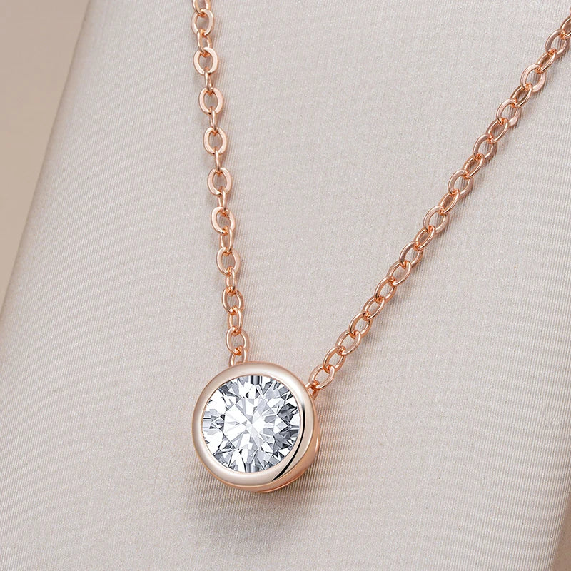 New Luxury Natural 585 rose Gold Pendant Necklace 023