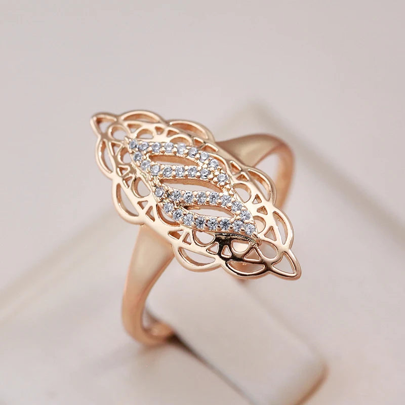 Luxury Rose Gold Ring Natural Hollow Rings
