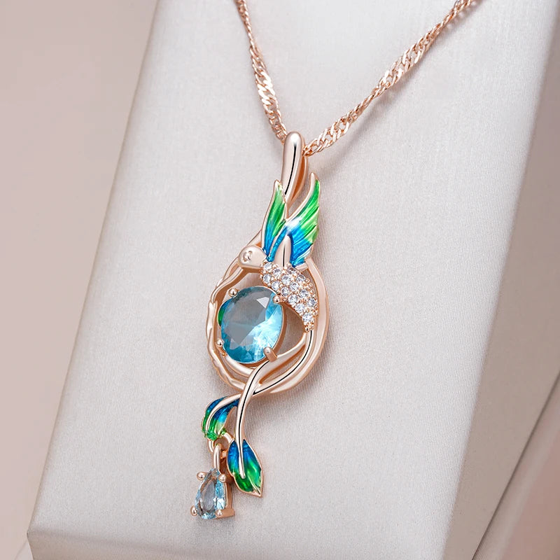 Colourful Enamel Peacock Pendant Necklace