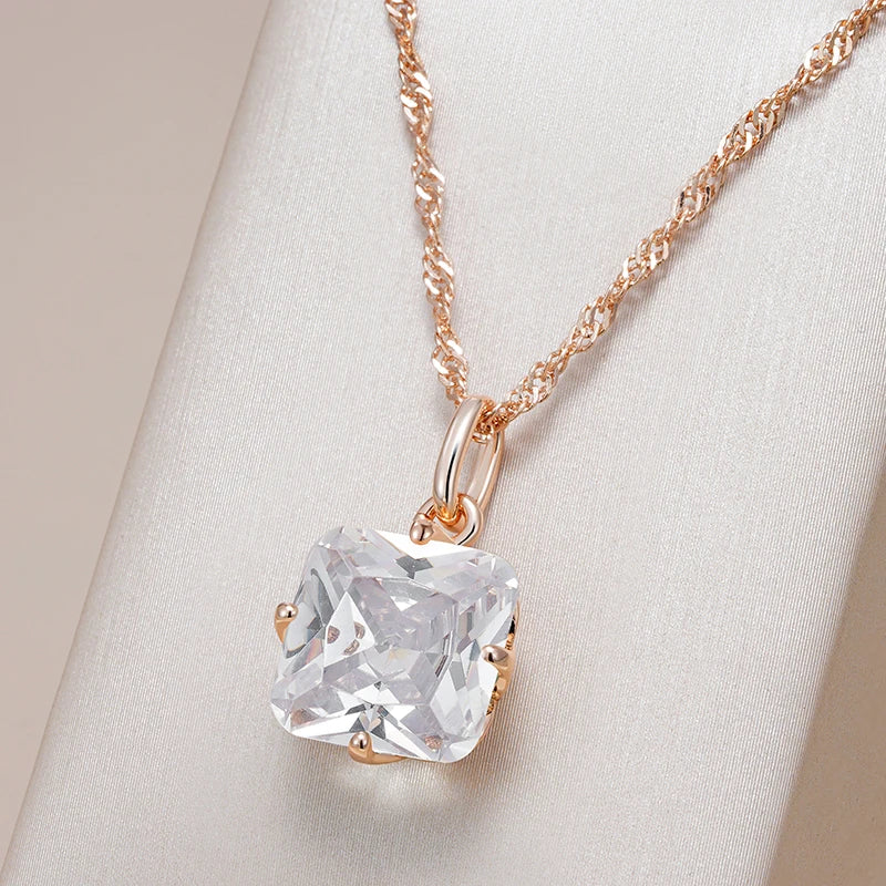 New Luxury Natural 585 rose Gold Pendant Necklace 013