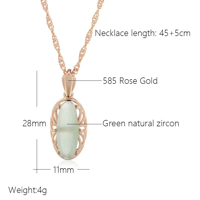 Oval Red Natural Zircon Pendant Necklace