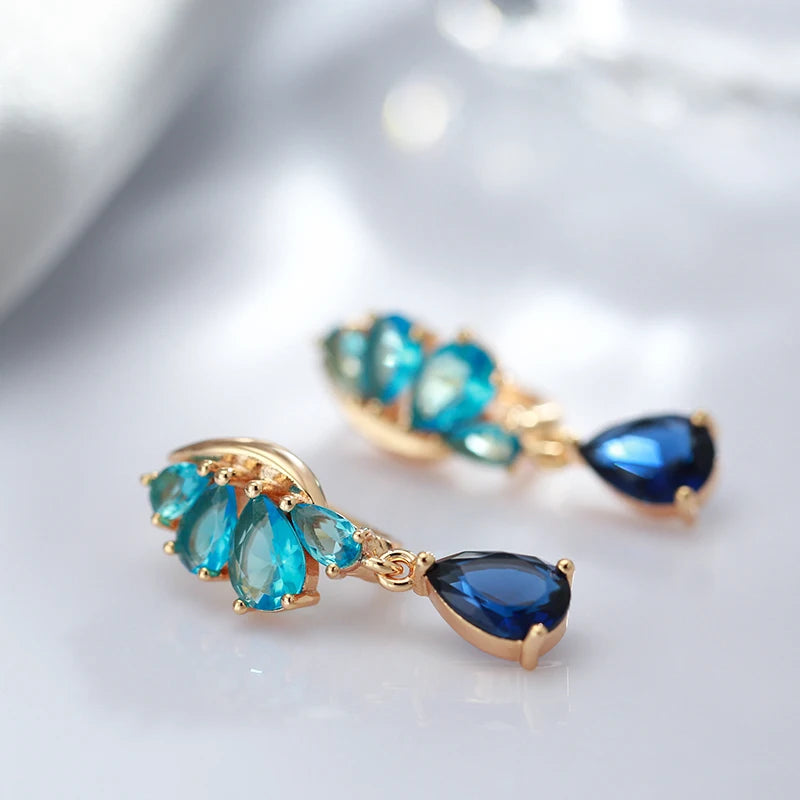 Blue & Gold Drop Earrings