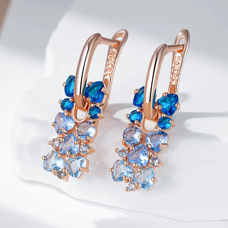 Hot Shiny Blue Crystal Gift Drop Earrings