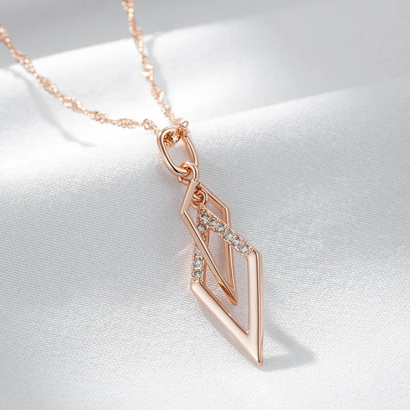 New Luxury Natural 585 rose Gold Pendant Necklace 017