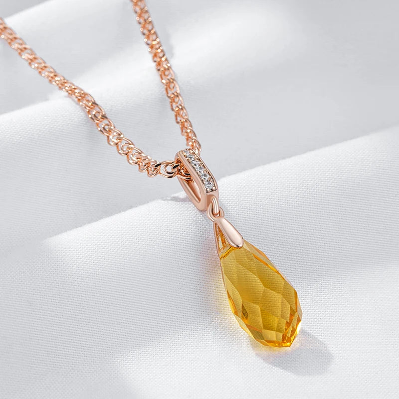 New Luxury Natural 585 rose Gold Pendant Necklace 021