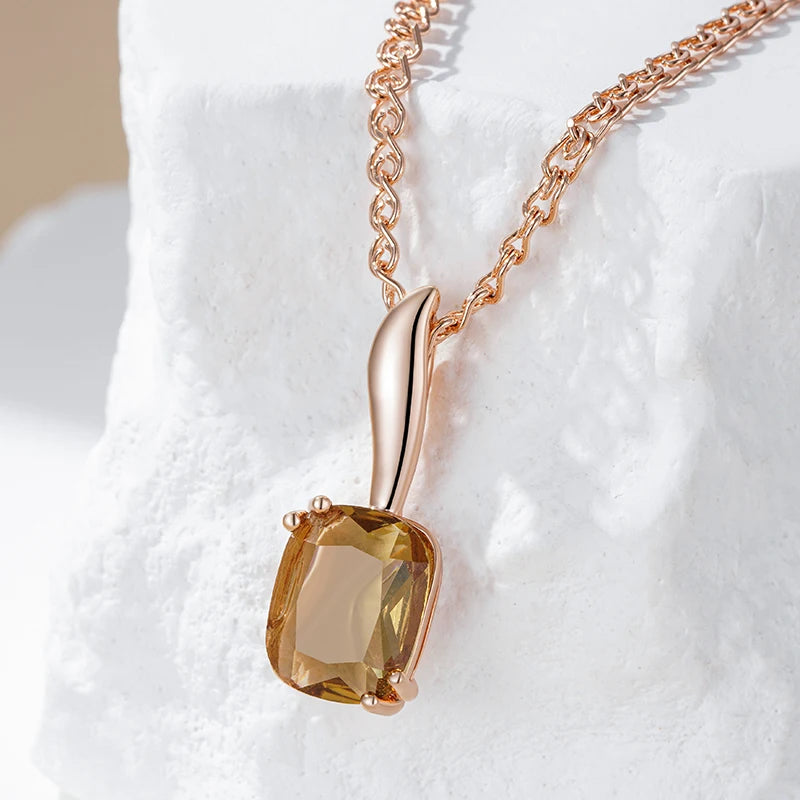 Square Brown Pendant Necklace