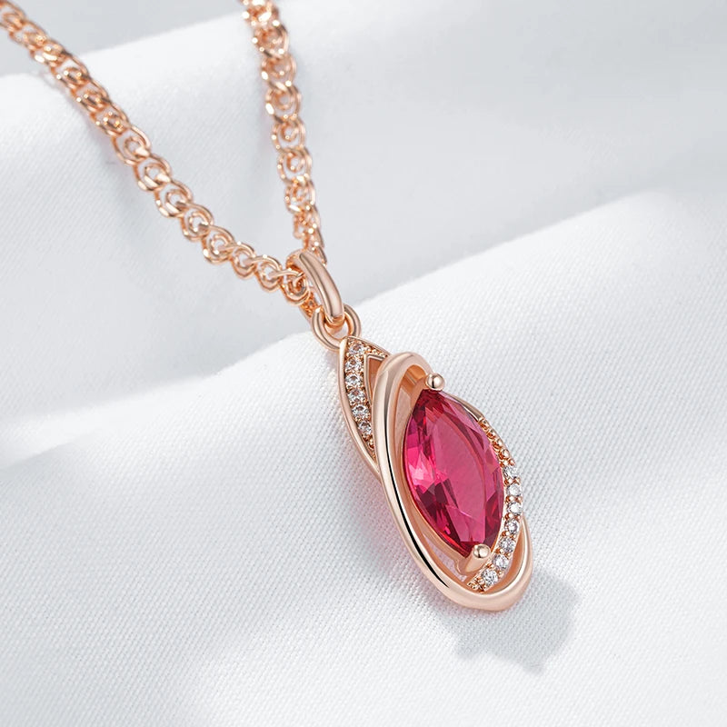 Red Rhombus Natural Pendant Necklace