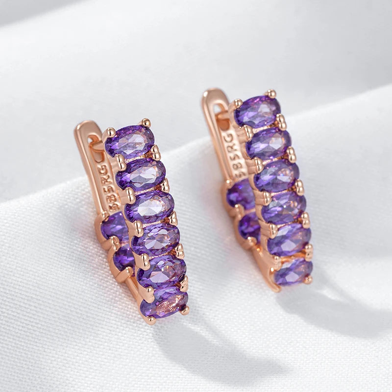 Hot Shiny Purple Natural Zircon Drop Earrings