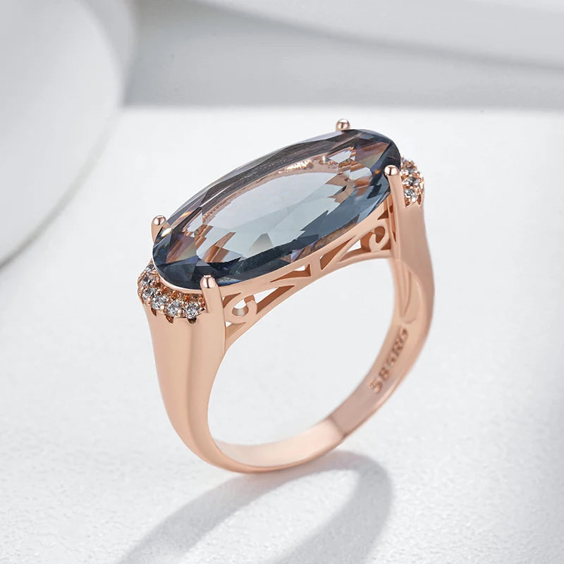 Hot Grey Big Oval Wedding Rings For Women