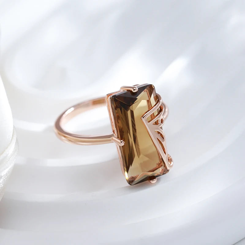 Hot Fashion Light Brown Natural Zircon Big Ring