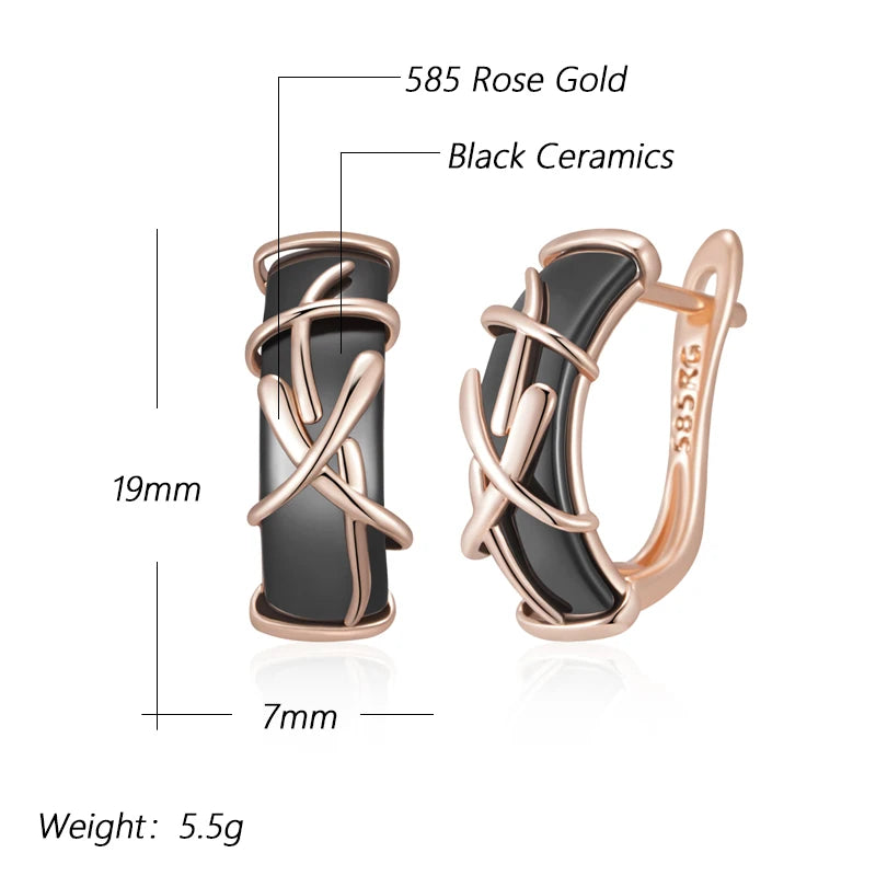 Unusual 585 Rose Gold Color Cross Earrings 002 - Legacy Magics