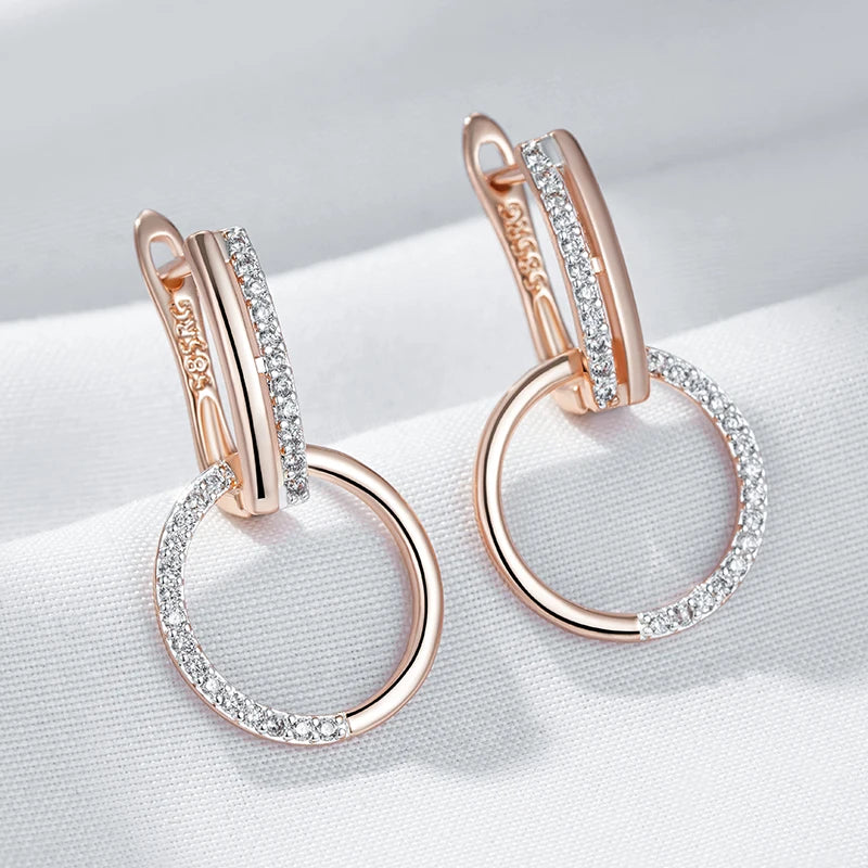 Hot 585 Rose Gold Color Long Drop Earrings